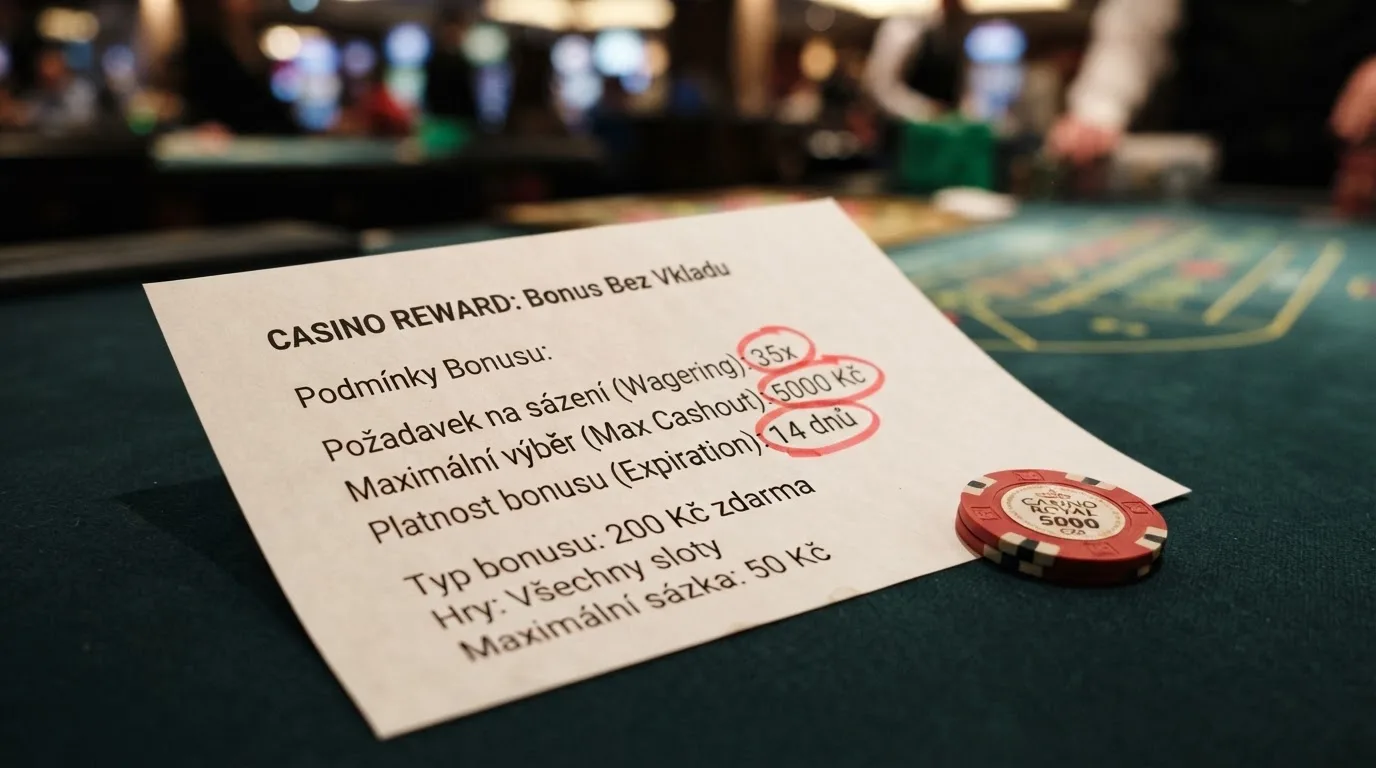 Detail podmínek bonusu bez vkladu — protočení, maximální výhra a datum expirace