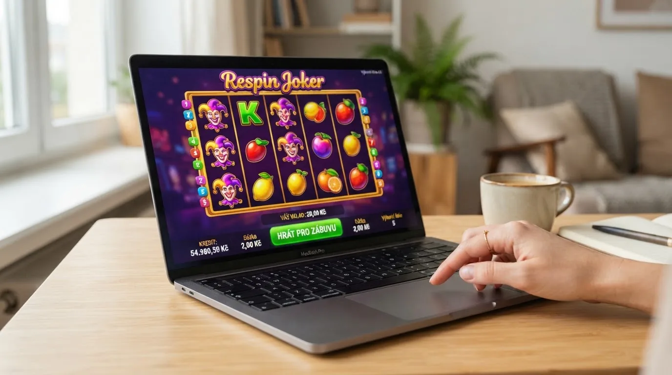 Tlačítko „Hrát pro zábavu“ na stránce automatu v českém online casinu s ukazatelem virtuálního kreditu