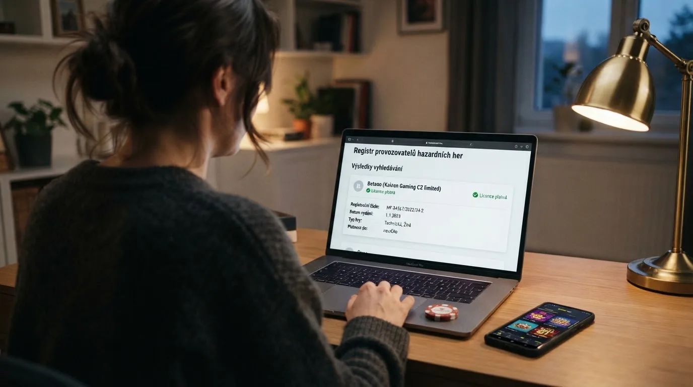 Logo Ministerstva financí ČR vedle symbolu online casina s licencí a úřední listiny