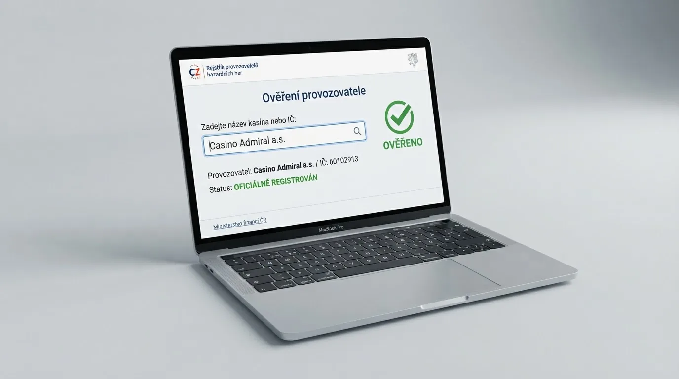 Ověřovací formulář na webu Ministerstva financí ČR s vyhledáváním provozovatele hazardních her