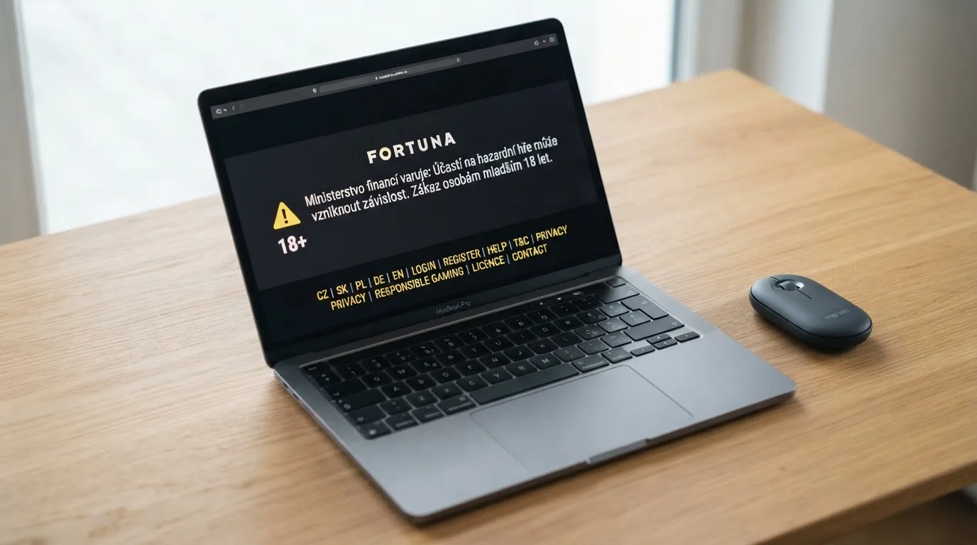 Patička webové stránky českého online casina s uvedeným číslem základního povolení MF ČR, IČO provozovatele a varováním 18+