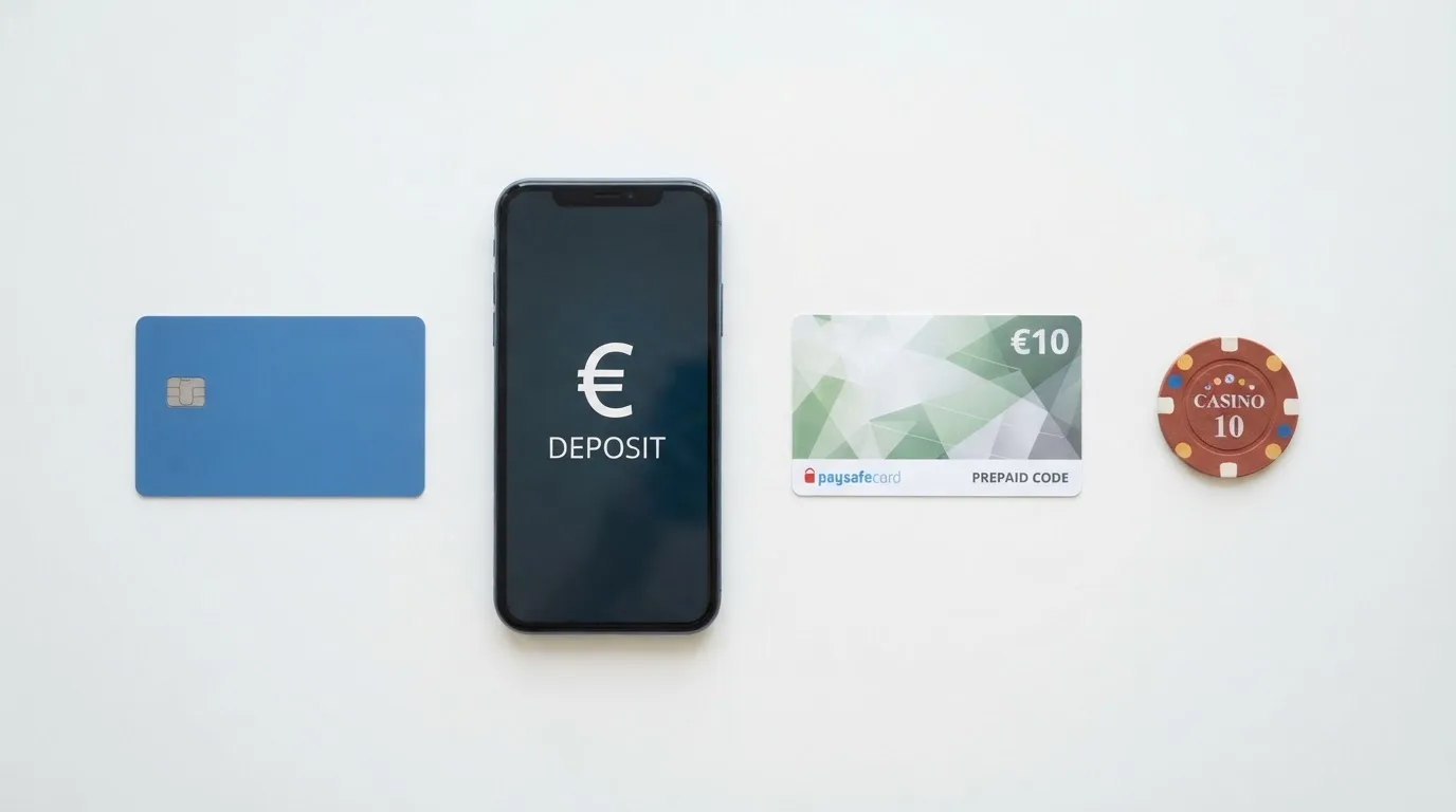 Přehled platebních možností pro vklad 100 Kč — platební karta, mobil, Paysafecard voucher a bankovní převod vedle sebe