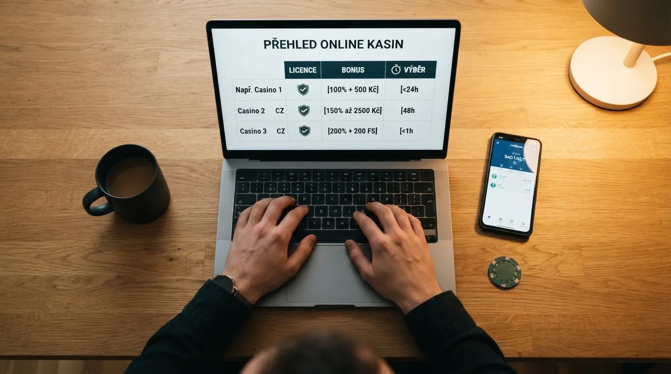 Tabulka deseti hodnocených online kasin přijímajících Tether USDT s údaji o licenci, bonusu a rychlosti výběru